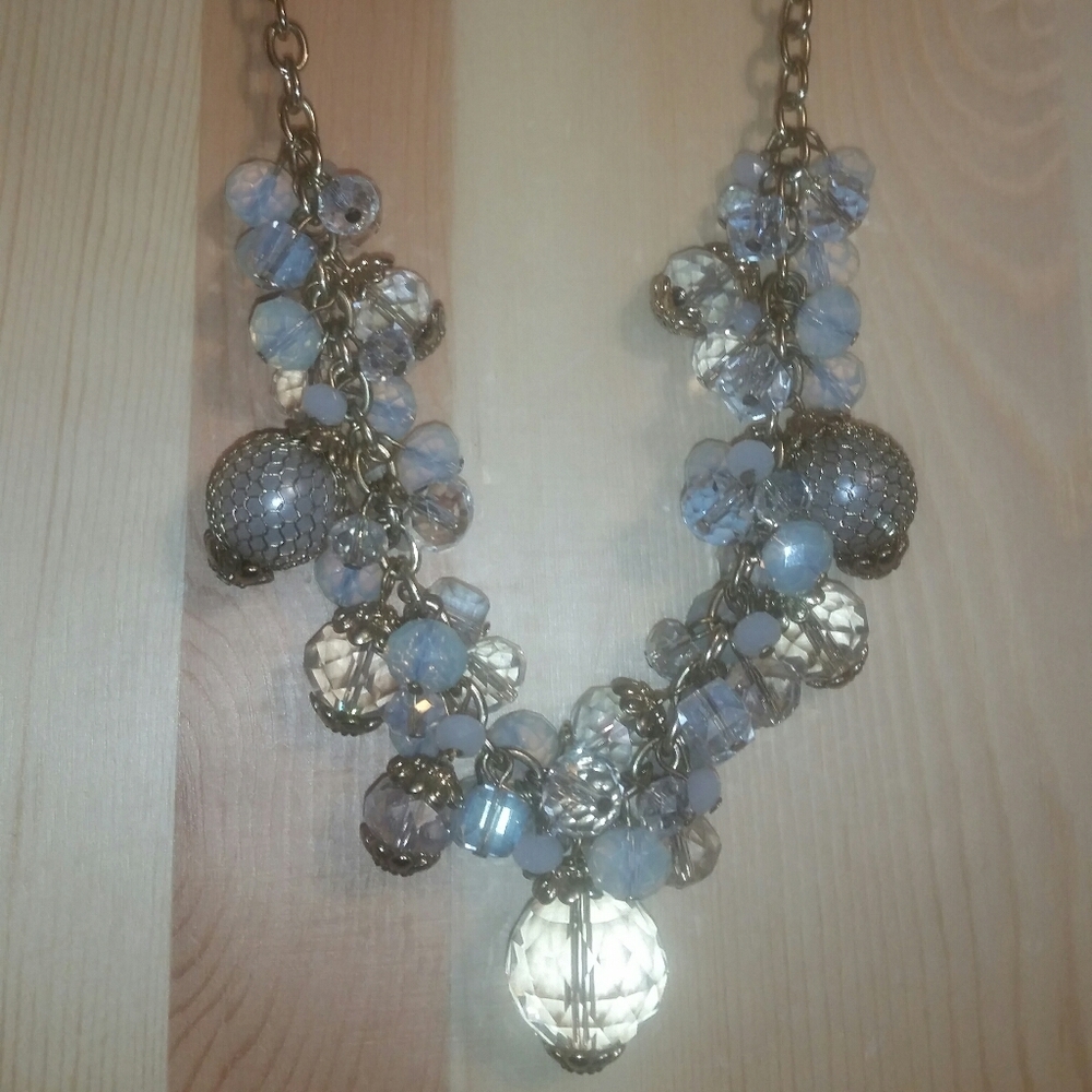 'You & I' Gold, Faceted, Glass Crystal Charm Neckl